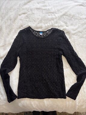 Old Navy Black Lace Long Sleeve Tee
